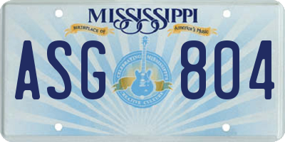 MS license plate ASG804