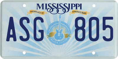 MS license plate ASG805