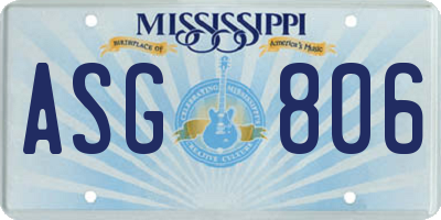 MS license plate ASG806