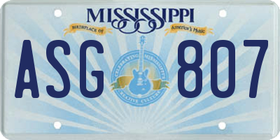 MS license plate ASG807