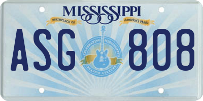 MS license plate ASG808