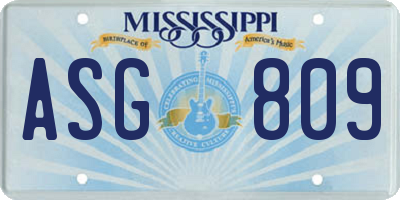 MS license plate ASG809