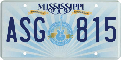 MS license plate ASG815