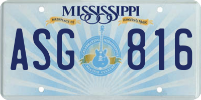 MS license plate ASG816