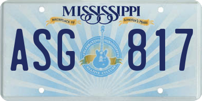 MS license plate ASG817