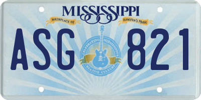 MS license plate ASG821