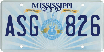 MS license plate ASG826