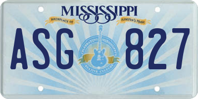 MS license plate ASG827