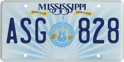 MS license plate ASG828