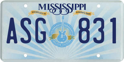 MS license plate ASG831