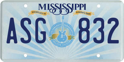 MS license plate ASG832