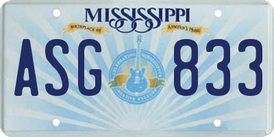 MS license plate ASG833