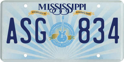 MS license plate ASG834