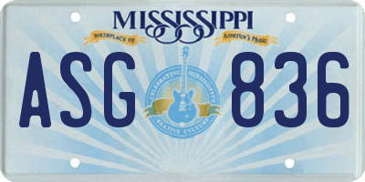 MS license plate ASG836