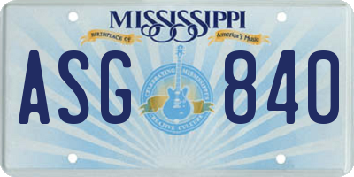 MS license plate ASG840