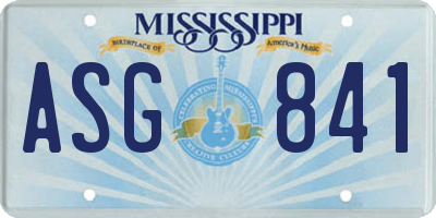 MS license plate ASG841