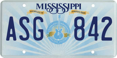 MS license plate ASG842