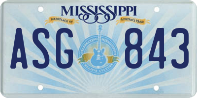 MS license plate ASG843