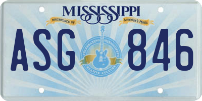 MS license plate ASG846