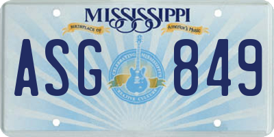 MS license plate ASG849