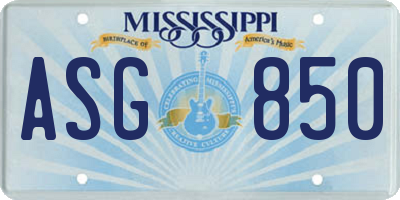 MS license plate ASG850
