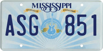 MS license plate ASG851