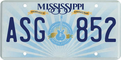 MS license plate ASG852