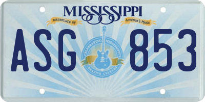 MS license plate ASG853