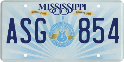 MS license plate ASG854