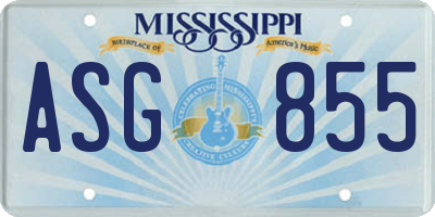 MS license plate ASG855