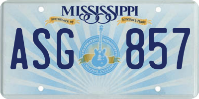 MS license plate ASG857