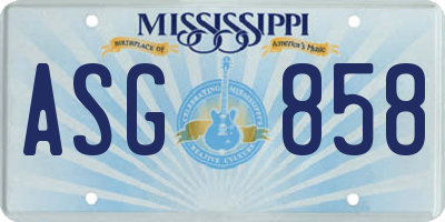 MS license plate ASG858