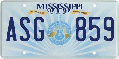 MS license plate ASG859
