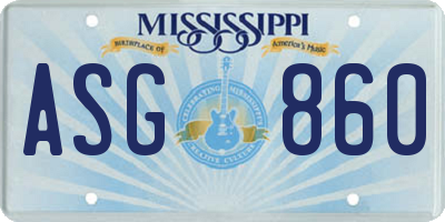 MS license plate ASG860