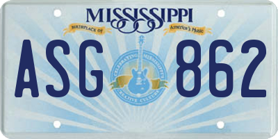 MS license plate ASG862