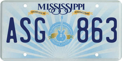 MS license plate ASG863