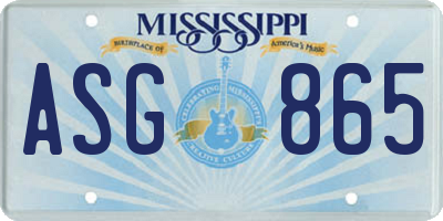 MS license plate ASG865