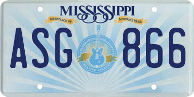 MS license plate ASG866