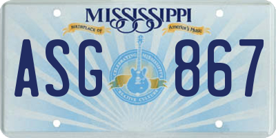 MS license plate ASG867