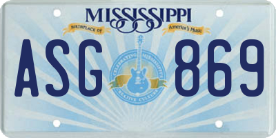 MS license plate ASG869