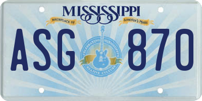 MS license plate ASG870