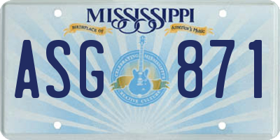 MS license plate ASG871