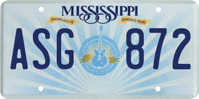 MS license plate ASG872