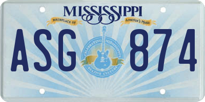 MS license plate ASG874