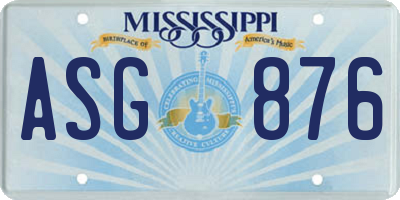 MS license plate ASG876
