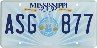 MS license plate ASG877
