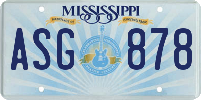 MS license plate ASG878