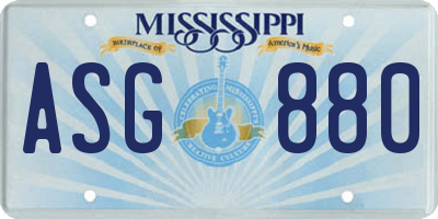 MS license plate ASG880