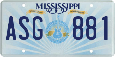 MS license plate ASG881