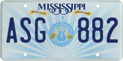 MS license plate ASG882